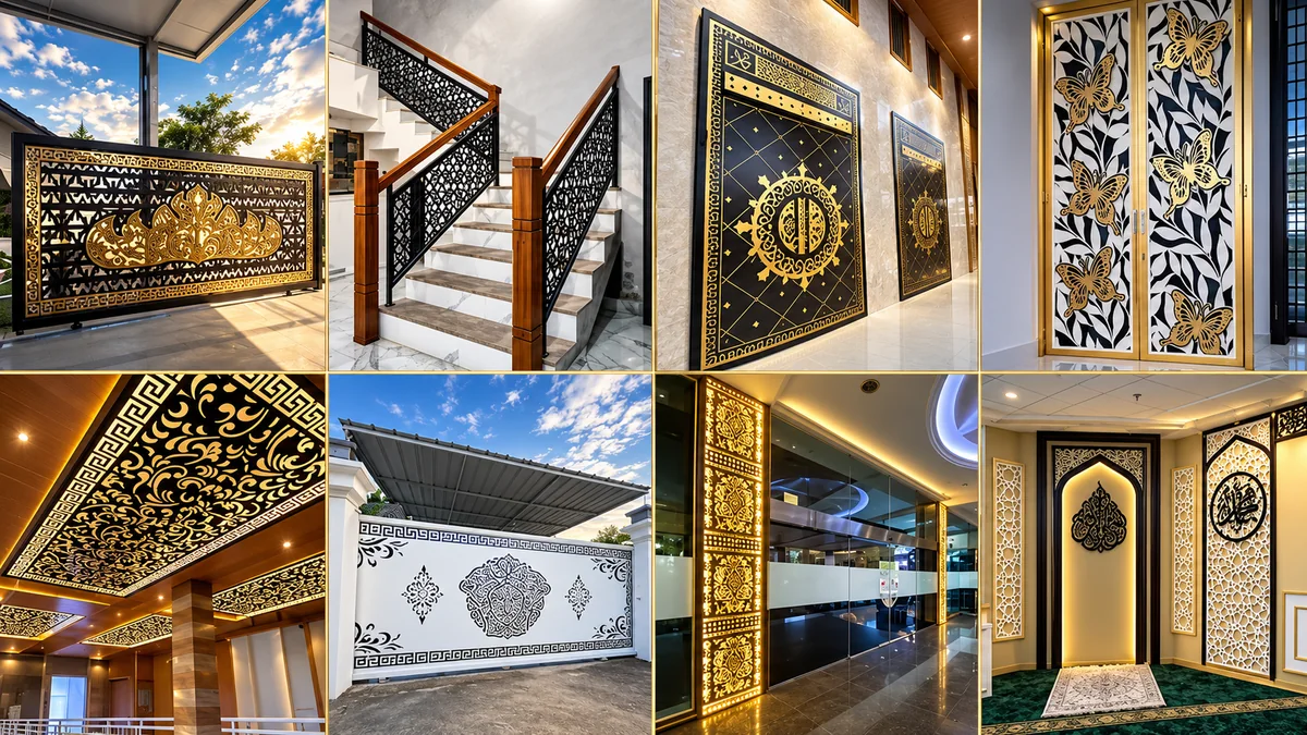Pagar bermotif dekoratif dari kolase project King Laser Art